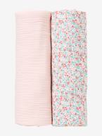 Lote de 2 fraldas Swaddle AZUL ESCURO ESTAMPADO+ROSA CLARO LISO 