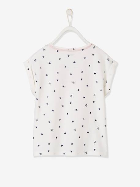 T-shirt com corações e detalhe irisado, para menina BRANCO CLARO ESTAMPADO 