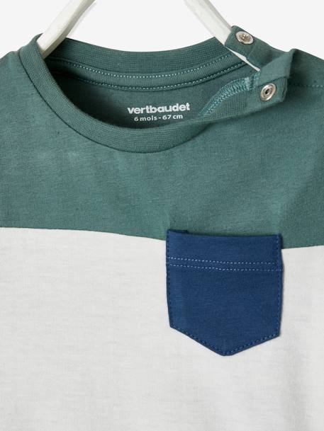 T-shirt colorblock de mangas curtas, para bebé-Bebé 0-36 meses-Vertbaudet
