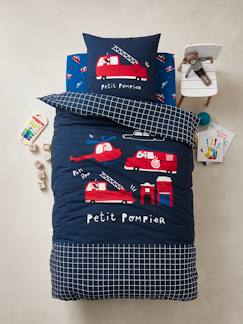 Têxtil-lar e Decoração-Roupa de cama criança-Capas de edredon-Conjunto capa de edredon + fronha de almofada, para criança, tema Petit Pompier