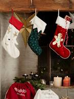 Meia de Natal com lantejoulas reversíveis, personalizável, Boneco de gengibre VERMELHO VIVO BICOLOR/MULTICOL 