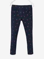 Treggings morfológicas com cerejas estampadas, para menina, medida das ancas Estreita AZUL ESCURO ESTAMPADO+ROSA CLARO ESTAMPADO 