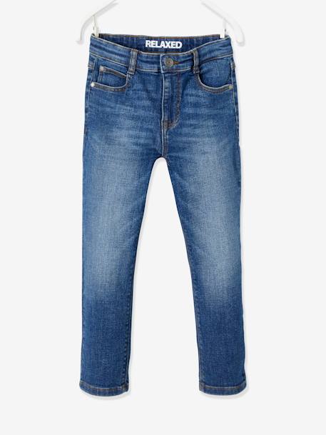 Jeans modelo loose com gancho descido, para menino AZUL ESCURO DESBOTADO 