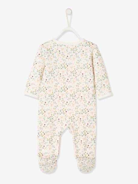 Pijama em moletão com molas de pressão à frente, para recém-nascido ROSA CLARO ESTAMPADO 