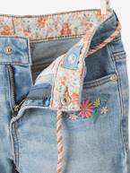 Bermudas de ganga com flores bordadas, para menina AZUL MEDIO DESBOTADO 