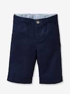 Bermudas de cerimónia, em linho/algodão CYRILLUS, para menino AZUL ESCURO LISO 