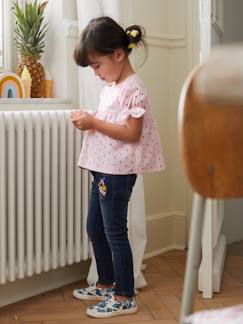 Menina 2-14 anos-Jeans -Jeans slim bordados Morfológicos "waterless", para menina, anca MÉDIA