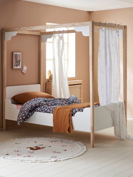 Cama com dossel, para criança, tema ROMANCE branco 