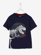 T-shirt com dinossauro grande, para menino AZUL VIVO LISO COM MOTIVO+verde-menta 