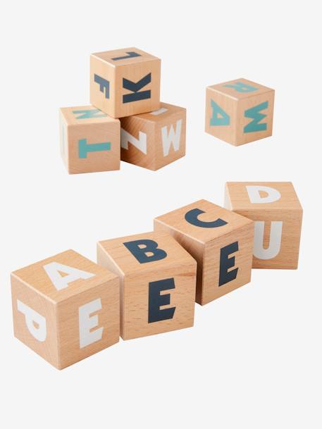 10 cubos grandes Montessori, com letras, em madeira FSC® multicolor 