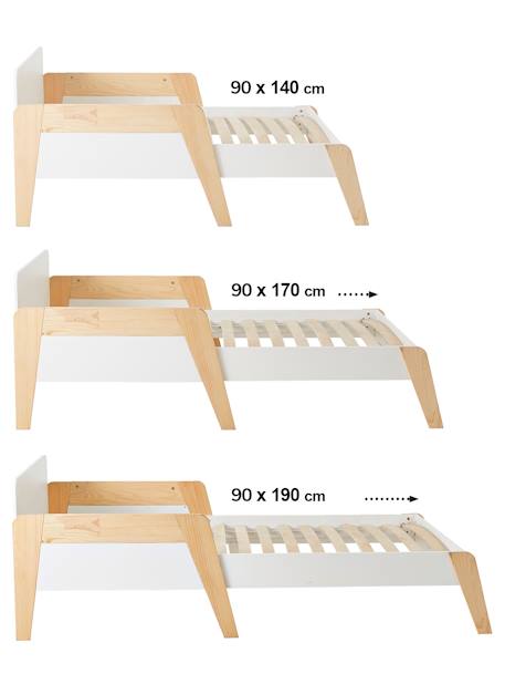 Cama evolutiva Montessori, 3 tamanhos, para criança, Retro BRANCO CLARO LISO 