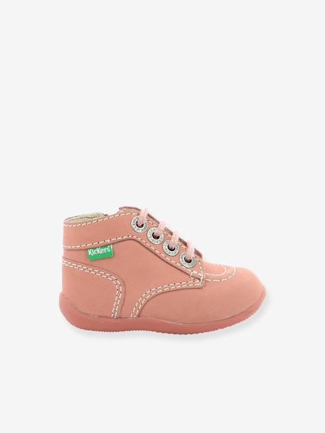 Botinhas primeiros passos, em pele, para bebé, Bonzip 2, da KICKERS® ROSA CLARO LISO 