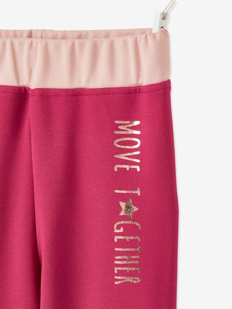 Leggings de desporto em matéria técnica, para menina VERMELHO CLARO LISO COM MOTIVO 