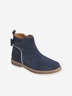 Botas em pele, para menina AZUL ESCURO LISO 