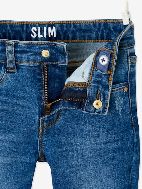 Jeans slim morfológicos 'waterless', medida das ancas ESTREITA, para menina AZUL ESCURO DESBOTADO+AZUL ESCURO LISO+PRETO ESCURO LISO 