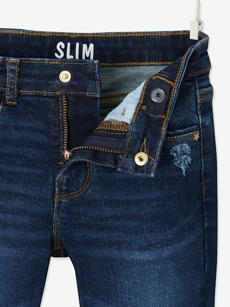 Jeans slim morfológicos 'waterless', medida das ancas ESTREITA, para menina AZUL ESCURO DESBOTADO+AZUL ESCURO LISO+PRETO ESCURO LISO 