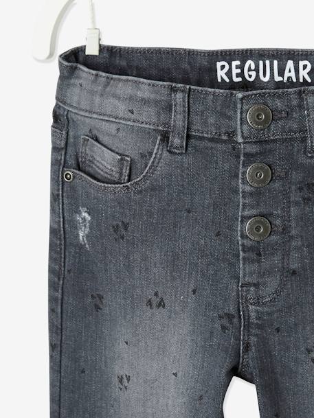 Jeans direitos com detalhes usados, para menina AZUL MEDIO DESBOTADO+CINZENTO MEDIO DESBOTADO 