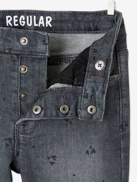 Jeans direitos com detalhes usados, para menina AZUL MEDIO DESBOTADO+CINZENTO MEDIO DESBOTADO 