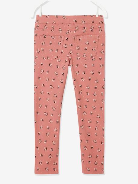 Treggings morfológicas com cerejas estampadas, para menina, medida das ancas Estreita AZUL ESCURO ESTAMPADO+ROSA CLARO ESTAMPADO 