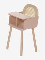 Cadeira alta, em madeira e palhinha multicolor 