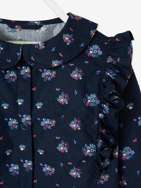 Bibe com folhos, às flores, personalizável, para menina AZUL VIVO ESTAMPADO 