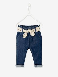 Denim-Bebé 0-36 meses-Calças com cinto em tecido, para bebé