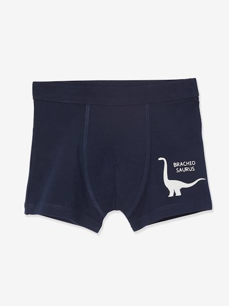 Lote de 7 boxers stretch Dinossauros, para menino BRANCO CLARO LISO 