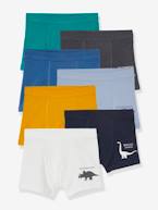 Lote de 7 boxers stretch Dinossauros, para menino BRANCO CLARO LISO 