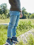 Jeans modelo efeito usado, para menino AZUL ESCURO DESBOTADO 