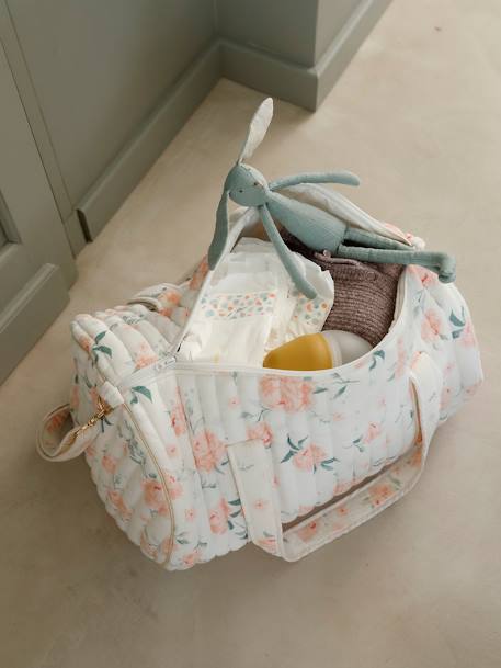 Saco muda-fraldas Baby Roll, em gaze de algodão BRANCO CLARO ESTAMPADO+BRANCO MEDIO ESTAMPADO 