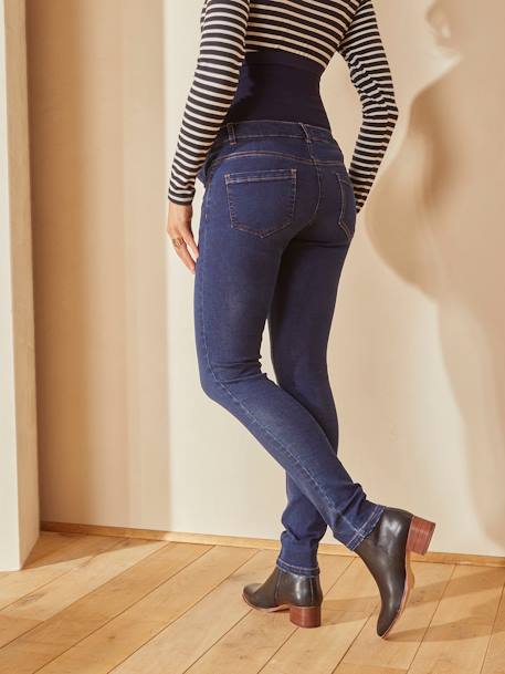 Jeans slim, faixa sem costuras, para grávida AZUL CLARO DESBOTADO+AZUL ESCURO LISO+CINZENTO ESCURO LISO 