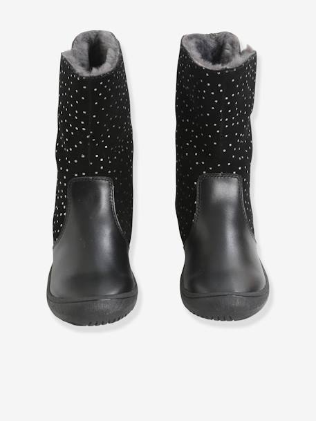 Botas em pele, para menina PRETO ESCURO LISO COM MOTIVO 