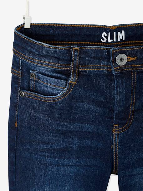 Jeans slim morfológicos 'waterless', medida das ancas ESTREITA, para menino AZUL ESCURO DESBOTADO+AZUL ESCURO LISO+CINZENTO ESCURO LISO COM MOTIV+double stone 