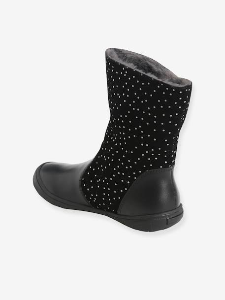 Botas em pele, para menina PRETO ESCURO LISO COM MOTIVO 