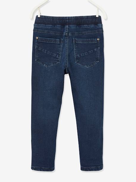 Jeans direitos com forro, fáceis de vestir, para menino AZUL ESCURO DESBOTADO 
