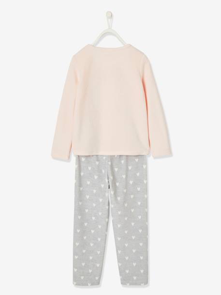 Pijama raposa, em veludo, para menina ROSA CLARO LISO COM MOTIVO 