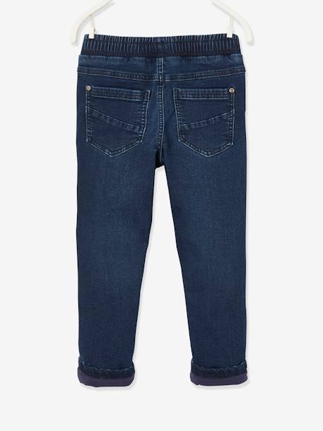 Jeans direitos com forro, fáceis de vestir, para menino AZUL ESCURO DESBOTADO 