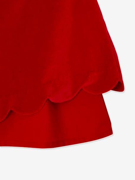 Vestido de cerimónia em veludo, com laço atrás, para menina verde+VERMELHO ESCURO LISO 