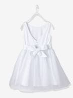 Vestido de cerimónia em cetim e tule, para menina AZUL CLARO LISO+Bege-rosado+Branco 