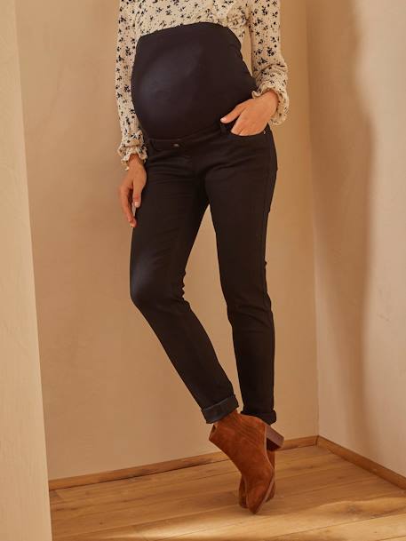 Jeans slim, faixa sem costuras, para grávida AZUL CLARO DESBOTADO+AZUL ESCURO LISO+CINZENTO ESCURO LISO 