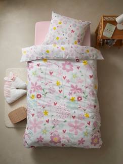 Natureza-Têxtil-lar e Decoração-Roupa de cama criança-Capas de edredon-Conjunto capa de edredon + fronha de almofada para criança, tema Flores e libélulas