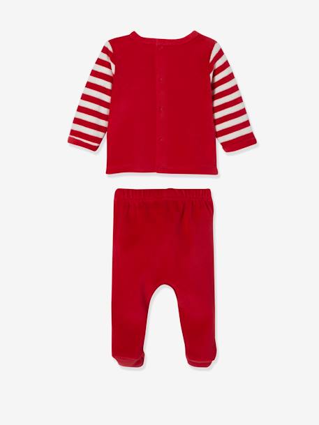 Pijama de 2 peças em veludo, especial Natal, para bebé VERMELHO ESCURO LISO COM MOTIV 