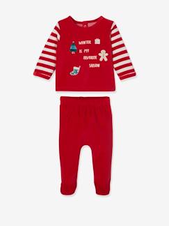 Bebé 0-36 meses-Pijamas, babygrows-Pijama de 2 peças em veludo, especial Natal, para bebé
