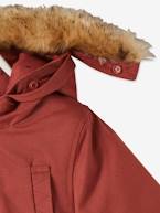 Parka com capuz, para bebé menina VERMELHO MEDIO LISO 