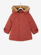 Parka com capuz, para bebé menina VERMELHO MEDIO LISO 