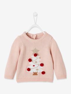 -Camisola com árvore de Natal e pompons, para bebé