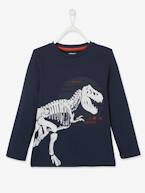 Camisola esqueleto de T-rex, para menino AZUL VIVO LISO COM MOTIVO 