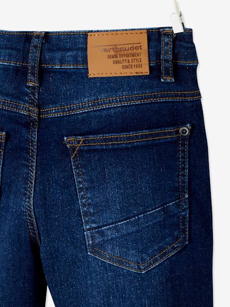 Jeans direitos morfológicos, medida das ancas LARGA, para menino AZUL ESCURO DESBOTADO+AZUL ESCURO LISO 