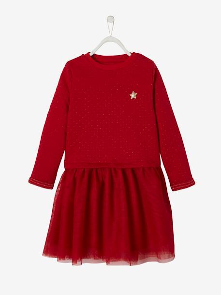 Vestido bimatéria, especial natal, para menina AZUL ESCURO LISO+verde+VERMELHO ESCURO LISO 