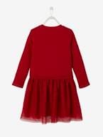 Vestido bimatéria, especial natal, para menina AZUL ESCURO LISO+verde+VERMELHO ESCURO LISO 